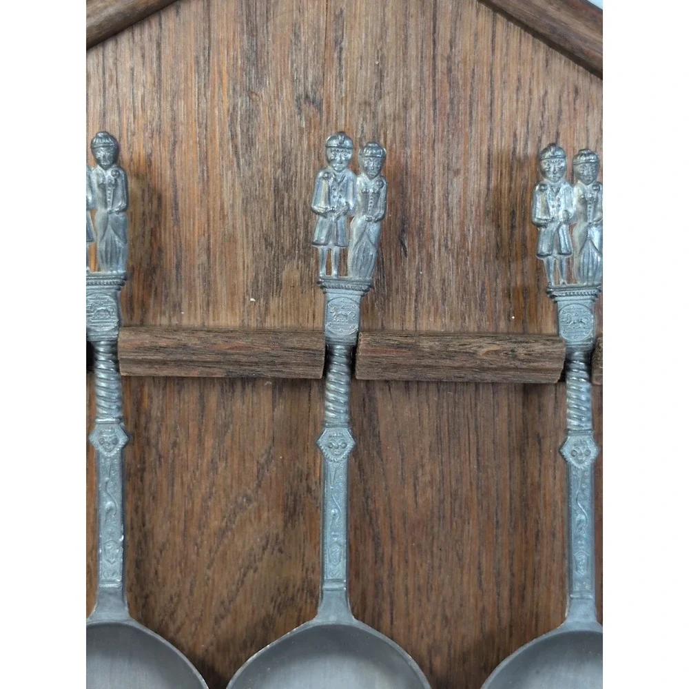 Kassack-Zinn Germany Decorative Pewter Collector‎ Spoon and Display Rack Set